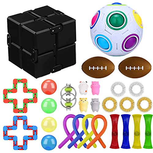 CGBOOM Kit de Juguetes Sensoriales, 29pcs Juguetes Antiestrés, Juguetes para Aliviar el Estrés con burbujas para aliviar el estrés y el ansiedad, para niños y adultos, TDAH