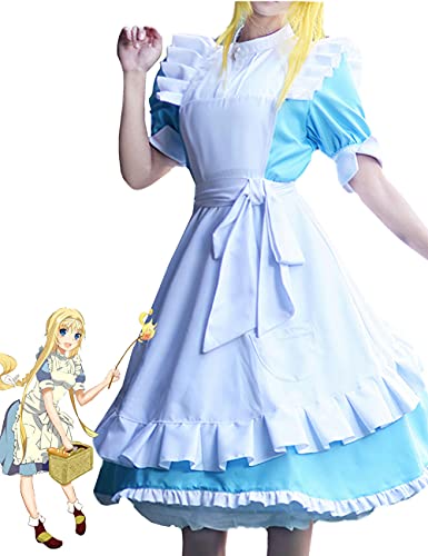 charous Disfraz de Cosplay Sword Art Online Alice - Anime Lolita Maid Delantal Vestido Halloween Navidad Mascarada para ni?a Conjunto completo-Azul_L