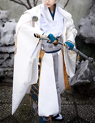 charous Traje de Cosplay Touken Ranbu Online Tsurumaru Kuninaga - Uniforme de Anime Halloween Navidad Mascarada para ni?a Conjunto completo-blanco_L