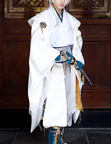 charous Traje de Cosplay Touken Ranbu Online Tsurumaru Kuninaga - Uniforme de Anime Halloween Navidad Mascarada para ni?a Conjunto completo-blanco_L