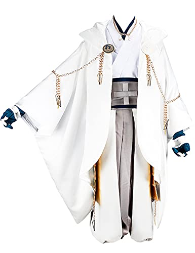 charous Traje de Cosplay Touken Ranbu Online Tsurumaru Kuninaga - Uniforme de Anime Halloween Navidad Mascarada para ni?a Conjunto completo-blanco_L