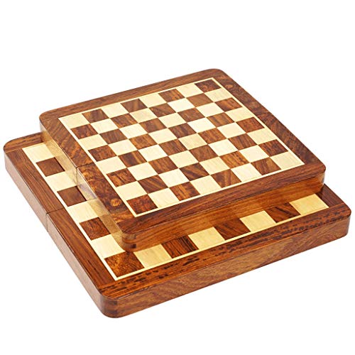 CHEN Ajedrez con Juego de ajedrez Plegable de Madera Tablero de ajedrez y clásico Piezas Standard & Caja de almacenaje, Palo de Rosa Internacional de Ajedrez Juego, S/M Tablero de ajedrez