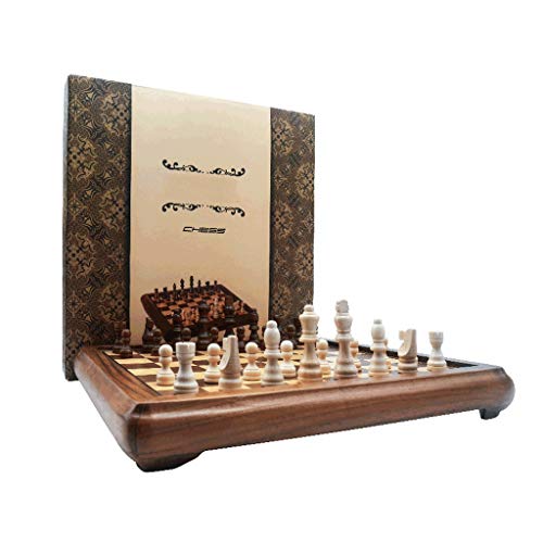 CHEN Ajedrez Juego de ajedrez de Madera magnética de Madera Maciza con Piezas de ajedrez y Caja de almacenaje, Regalos y Juguetes educativos for Adultos Niños 16.5" Tablero de ajedrez