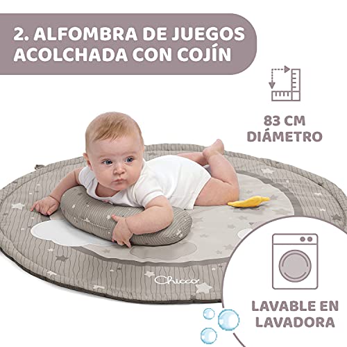 Chicco Enjoy Colours, Gimnasio para Bebés 3en1 Beige, Juguete Multifunción Electrónico con Alfombra de Juegos, Estrella Proyector, Luz Nocturna Extraíble y Música Relajante – Juguetes Bebé 0+ Meses