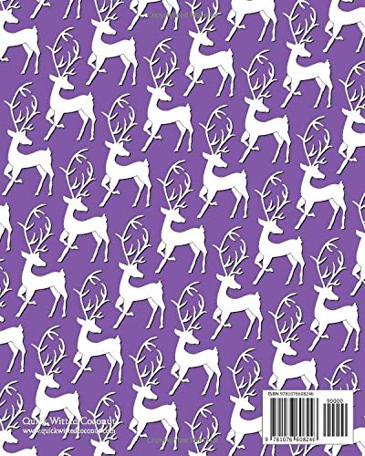 Christmas Reindeer Notebook - Ruled Pages - 8x10 Cuaderno (Purple)