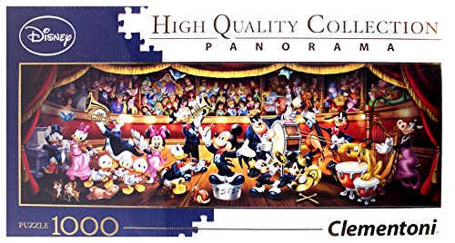 Clementoni - Puzzle 1000 piezas panorámico Orquesta Disney, Puzzle adulto Disney Classic (39445)