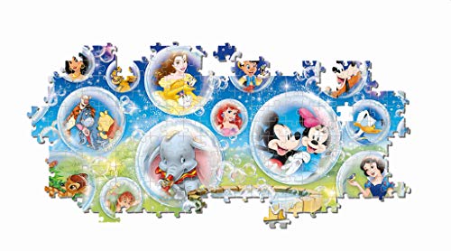 Clementoni - Puzzle 1000 piezas panorámico personajes Disney Classic, Puzzle adulto Disney (39515)