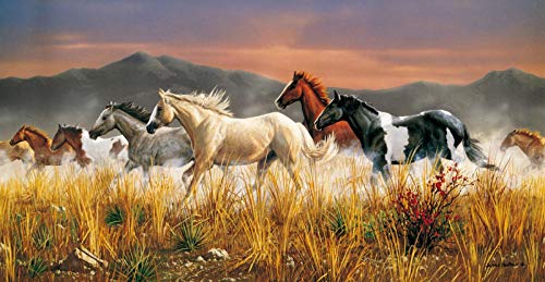 Clementoni - Puzzle 13200 piezas paisaje con animales, Caballos salvajes corriendo, Band Of Thunder, Puzzle adulto (38006)