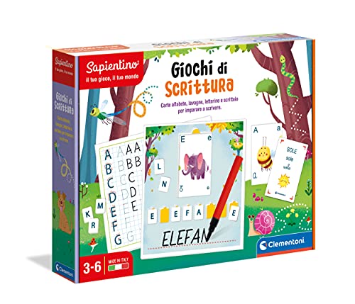 Clementoni- Sapientino Escritura, Juego Educativo de 4 años para Aprender a Escribir, Desarrollo del lenguaje – Materiales 100% reciclados – Play For Future – Fabricado en Italia, Multicolor (16365)