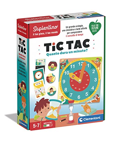 Clementoni-Sapientino La emoción de Aprender – Tic TAC cuánto Dura un Minuto-Fabricado en Italia – Play For Future, Reloj, Juego Educativo de 5 años (16244)