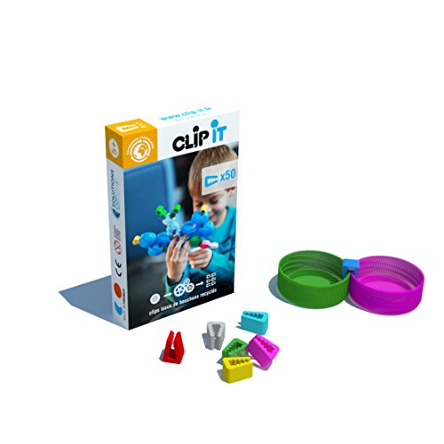 CLIP IT - Juego de montaje creativo, educativo y duradero. Caja de 50 Clips- Modelo mariposa