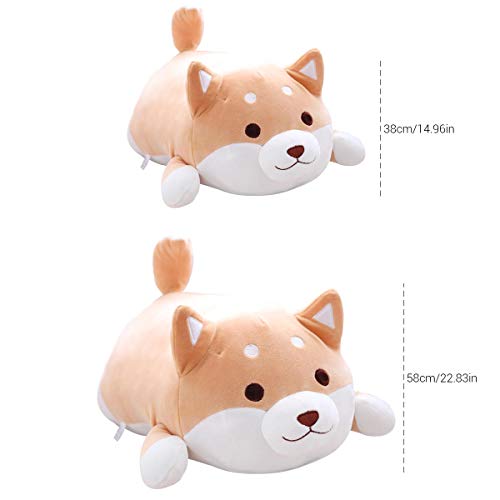 Cojín de peluche para perro Shiba Inu para abrazar, lindo cojín de peluche Corgi Akita peluche muñeca juguete regalo Navidad sofá silla marrón redondo