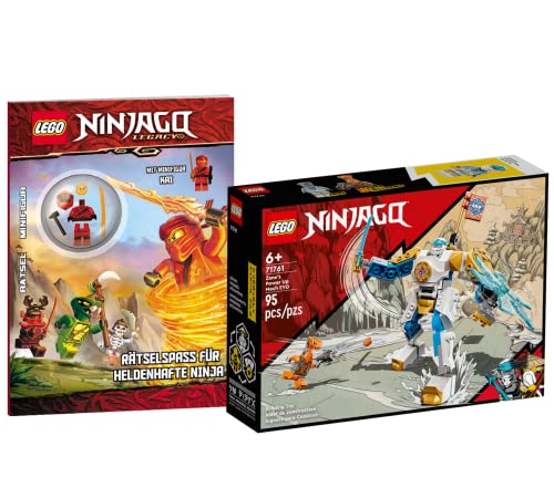 Collectix Juego de Lego Ninjago Zanes Power-Up-Mech EVO 71761 + diversión para ninja heroica (cubierta blanda)