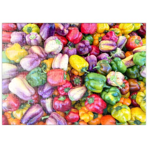 Coloridos Pimientos Frescos En El Mercado Agrícola - Premium 200 Piezas Puzzles - Colección Especial MyPuzzle de Puzzle Galaxy