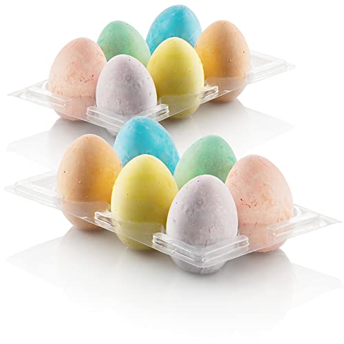 com-four® 12x crayones callejeros en Forma de Huevos de Pascua - Huevos de Tiza de Colores Brillantes - Tiza de Pizarra para Pintar sobre Asfalto (L de 12 Piezas)