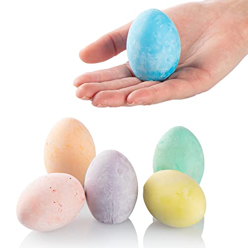 com-four® 12x crayones callejeros en Forma de Huevos de Pascua - Huevos de Tiza de Colores Brillantes - Tiza de Pizarra para Pintar sobre Asfalto (L de 12 Piezas)