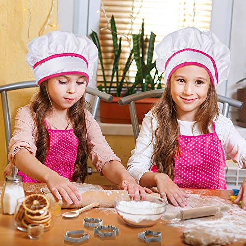 Comius Sharp Conjunto de Juego de rol de Chef, 11 Piezas Delantales para niños Juego de Niños ,Delantal Gorro de Cocinero y Utensilios Chica Disfraz de Chef Niños Cocina Juguete（Rojo）