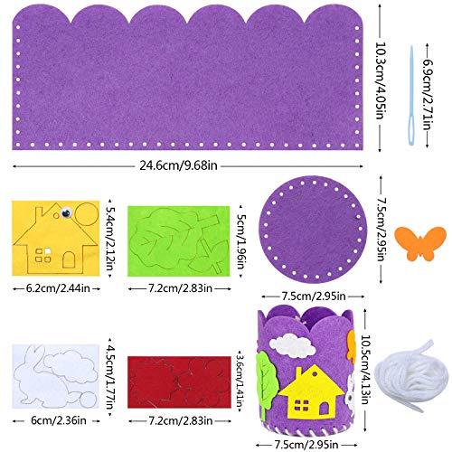 Comius Sharp Kits Set de Costura Niños, 8 Piezas Kits de Costura Bricolaje Bolsa, Artesanías Creativas con Portaplumas, Creativas Kits de Fieltro Tela Bolso Artesanal para Niñas (A)