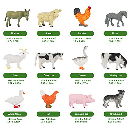 Conjunto de Juguetes Animales de Mini Granja de 12 Piezas Achort Mini Animal de Granja Figura Modelo Juguetes Set de Simulación De Plástico Animales Niños Niñas Juguete Cognición Educativa