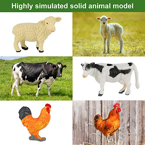 Conjunto de Juguetes Animales de Mini Granja de 12 Piezas Achort Mini Animal de Granja Figura Modelo Juguetes Set de Simulación De Plástico Animales Niños Niñas Juguete Cognición Educativa