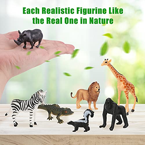 Conjunto de Juguetes Animales de Mini Selva de 9 Piezas Achort Mini Animal Salvaje Figura Modelo Juguetes Set de Simulación De Plástico Animales Niños Niñas Juguete Cognición Educativa