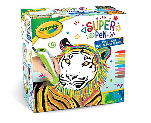 CRAYOLA - Super Pen Tigre, para disolver las pastillas de cera y crear diseños en relieve, actividades creativas y regalo para niños, edad 8+, color plata/verde, 25-0395