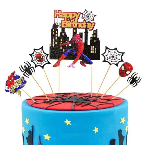 Cupcake Toppers,Hombre Araña Cake Toppers 7 Piezas Toothpick Flags para Niños Niñas Regalo Unicornio Decoraciones de Fiesta de Cumpleaños