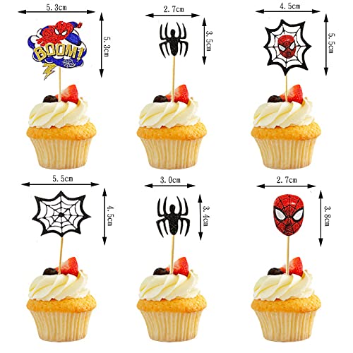 Cupcake Toppers,Hombre Araña Cake Toppers 7 Piezas Toothpick Flags para Niños Niñas Regalo Unicornio Decoraciones de Fiesta de Cumpleaños