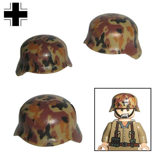 Custom Brick Design 3 cascos de acero M35 Camo Design V.1 Desierto/Montañas del DR en WW2 – Arma de soldados | Accesorios para figuras Lego