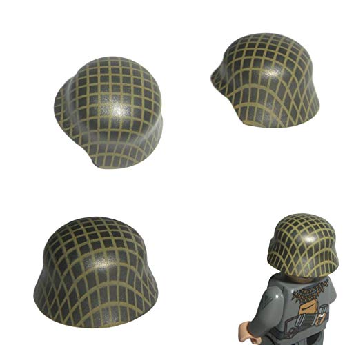 Custom Brick Design 3 cascos de acero M35 Camo Design V.5 (red de camuflaje) del DR en WW2 – Arma de soldados | Accesorios para figuras Lego