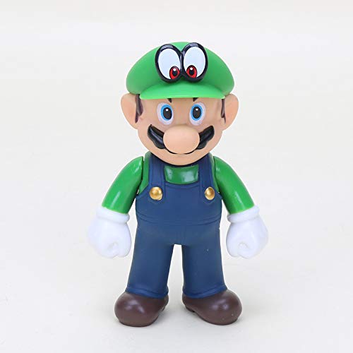 CY 5 Pulgadas / 13cm Super Mario Bros Luigi Mario Yoshi Koopa Yoshi Mario Hacedor Odyssey Seta Toadette PVC Figuras de Acción Juguetes Muñecas Modelo (Green Hat Eye Mario)