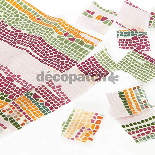 Décopatch C509O - Une pochette de 3 feuilles de papier imprimé 30x40 cm, Mosaïque Kaki