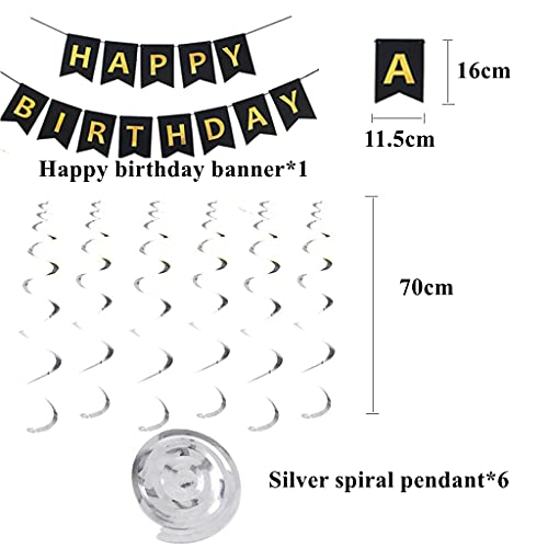 Decoración de cumpleaños para 17 años, diseño de hombre y niño, 17 globos negros y plateados, globos decorativos para 17 cumpleaños