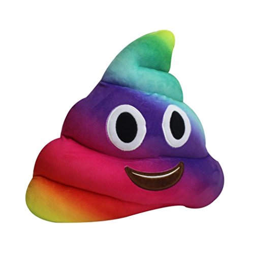 Desire Deluxe Cojín Emoticono Arco iris Caca Sonriente - Almohada o Peluche Emojis Cariñoso en Forma de Emoticon Caca - 32 Centímetros - 100% de Satisfacción o Devolución del Dinero.