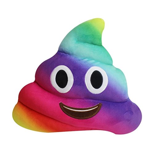 Desire Deluxe Cojín Emoticono Arco iris Caca Sonriente - Almohada o Peluche Emojis Cariñoso en Forma de Emoticon Caca - 32 Centímetros - 100% de Satisfacción o Devolución del Dinero.