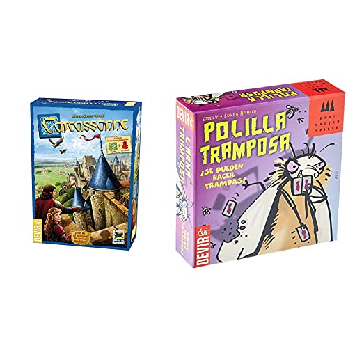 Devir 222593 Carcassonne, Juego De Mesa (Versión En Castellano) + Juego Polilla Tramposa (Bgpoli)