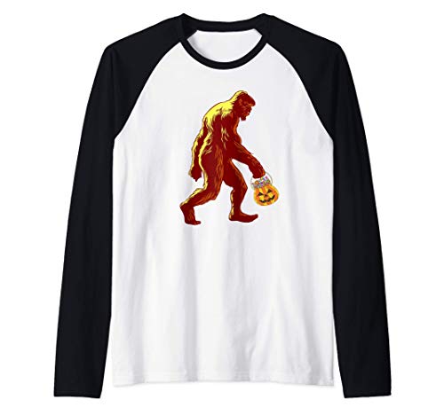 Disfraz de truco o trato para Halloween de Bigfoot Camiseta Manga Raglan