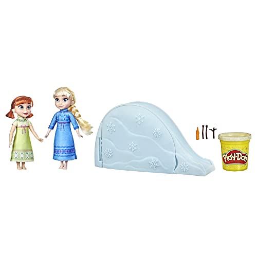 Disney Frozen Sister Snow Magic, Non-Toxic Play-Doh Playset, Young Anna and Elsa Dolls, Toy for Kids 3 Years Old and Up