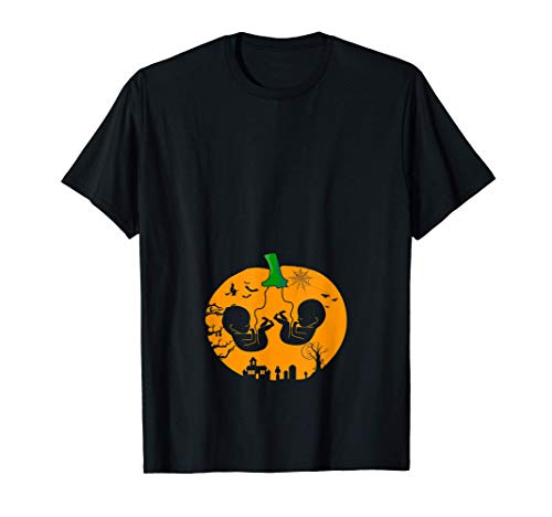 Divertido disfraz de Halloween de embarazada Calabaza gemela Camiseta