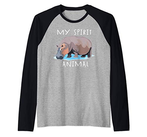 Divertido Hipopótamo Mi animal espiral Lindo regalo de hipop Camiseta Manga Raglan