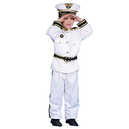 Dress Up America-Disfraz de Almirante de la Marina Deluxe: Talla M 8-10 años, 76-82, altura: 114-127 cm (229-M)