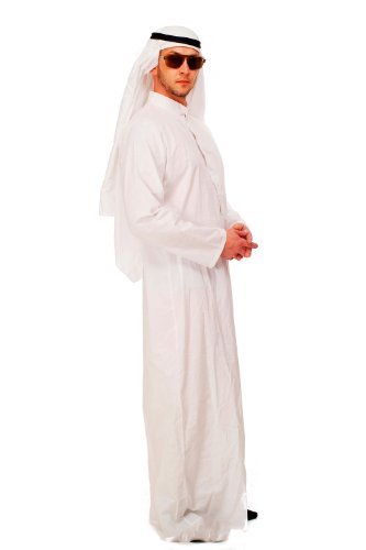 dressmeup DRESS ME UP - disfraz para hombre Oriente Próximo saudí emir Jeque árabe túnica zaub zobe K48 talla 48, M