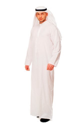 dressmeup DRESS ME UP - disfraz para hombre Oriente Próximo saudí emir Jeque árabe túnica zaub zobe K48 talla 56, XL