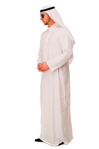 dressmeup DRESS ME UP - disfraz para hombre Oriente Próximo saudí emir Jeque árabe túnica zaub zobe K48 talla 56, XL