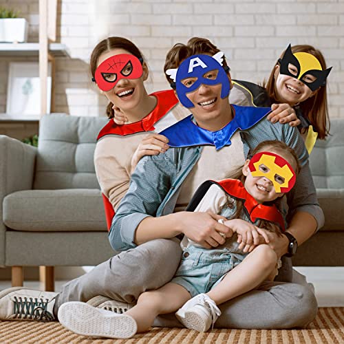 DWTECH Capas de Superhéroes para Niños,5 Capas/10 Máscaras - Capas de Disfraces de Superhéroes, Conjunto de,Regalo Juguete de Cumpleaños, Fiestas, Navidad o Carnaval