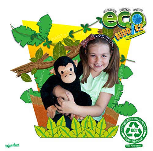 EcoBuddiez - Chimpancé de Deluxebase. Peluche Grande de 30 cm elaborado con Botellas de plástico recicladas. Lindo Peluche ecológico con Forma de animalito para niños pequeños.