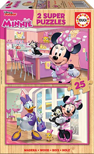 Educa - Minnie Ayudantes Felices Mickey and The Roadster Racers 2 Puzzles de 25 Piezas, Multicolor (17625)