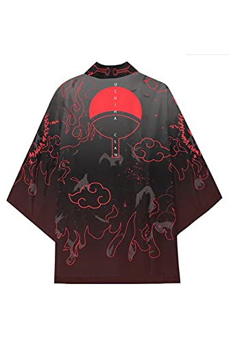 Enhopty Uchiha Clan Uchiha Ichizoku uchiwa Kimono, abrigo unisex, para Halloween, Carnival, cosplay, color negro, XL