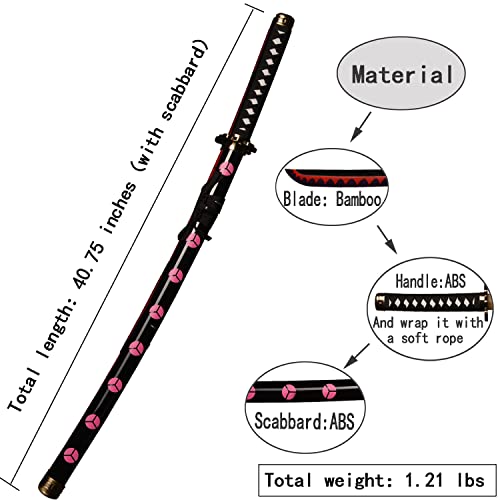 Espadas de rol Anime Samurai,Roronoa Zoro,Shusui,Espada Samurai con Hoja de Madera，Longitud Total Aprox. 104CM,Elementos Originales del Anime，para Jugar al rol y Colección