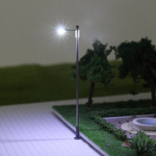 Evemodel LQS10W 10 piezas de farola de exterior con luz led de luz Blanco en escala HO